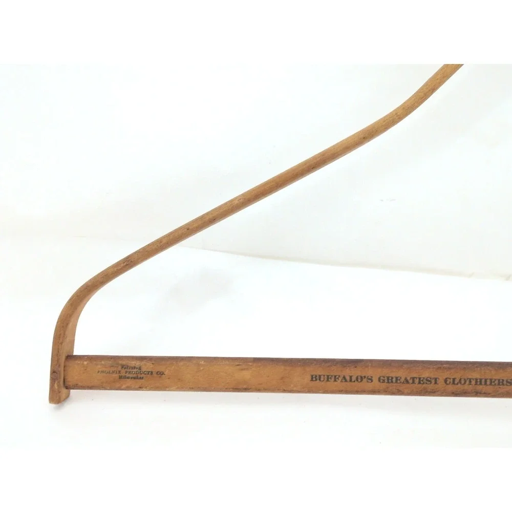 VTG Phoenix Wooden Hanger 1940s THE KLEINHANS CO Buffalo Clothier New York NY